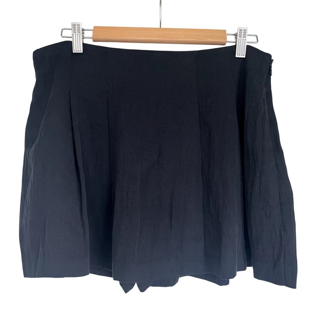 A New Day Lyocell Blend Black Flare Skort Size 10 Minimalist Chic Quiet Luxury
